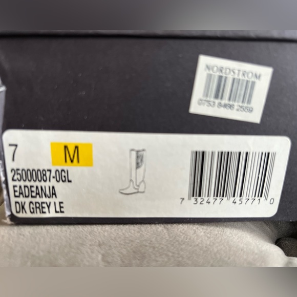 Enzo Angiolini Dark Gray Leather Wedge Heel Boots - Picture 3 of 4